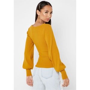Forever 21 Bishop Sleeve Square Neck Sweater